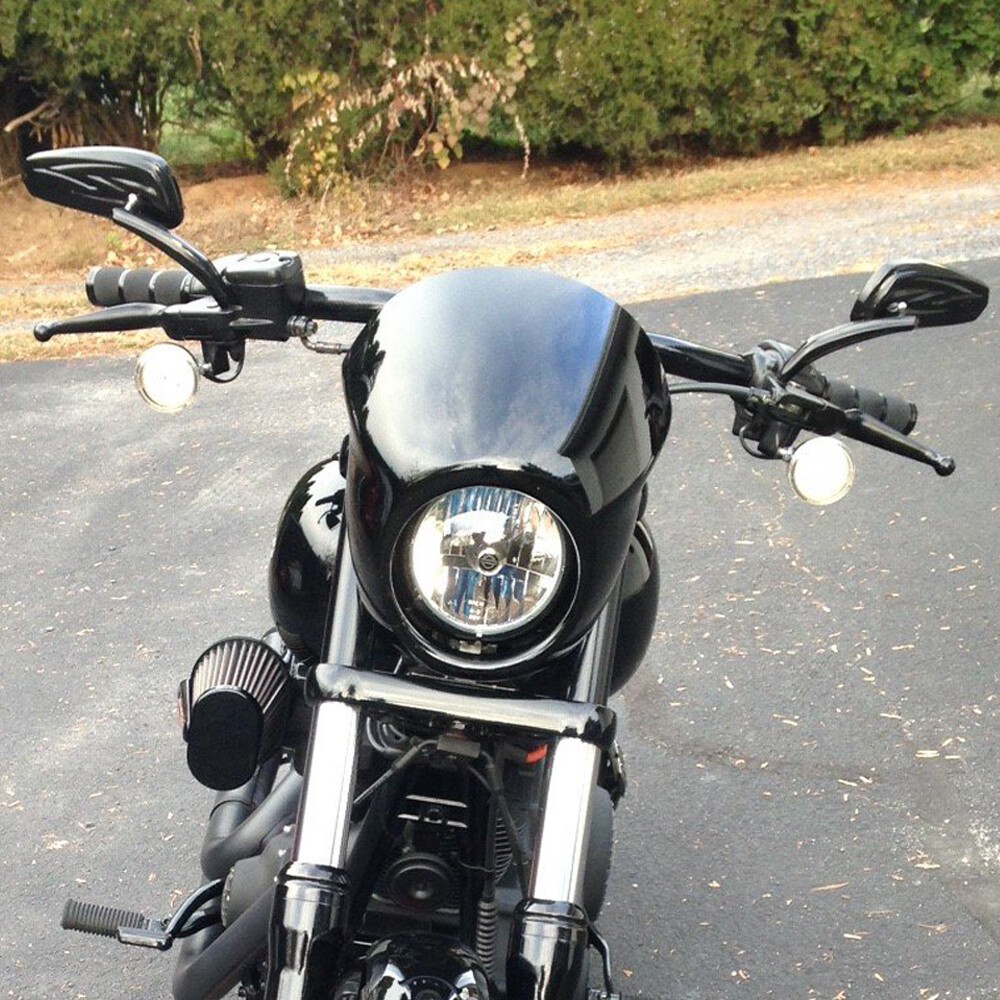 Headlight Cowl Fairing Mask For Harley Sportster FX Dyna XL 883 1200 Cafe Black
