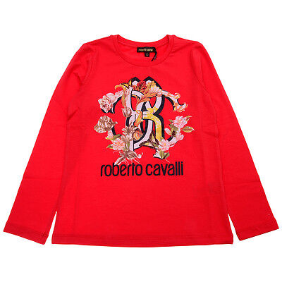 NWT NEW Roberto Cavalli girls red RC logo sequin T-shirt top 4y 8y