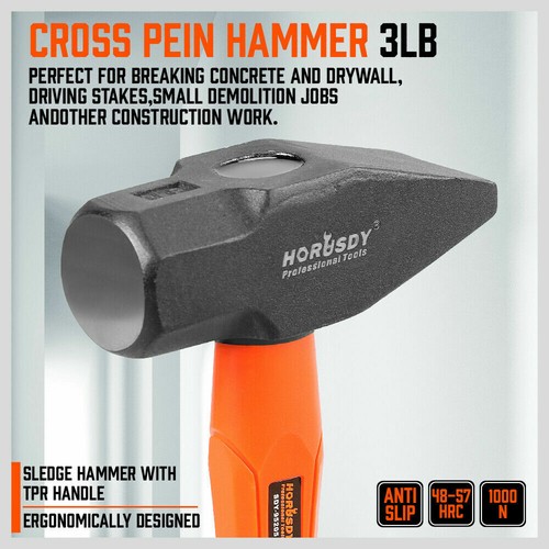 5-Pcs Hammer Set/Ball Pein Hammer/Rubber Mallet/Sledge Hammer/Cross Pein Hammer