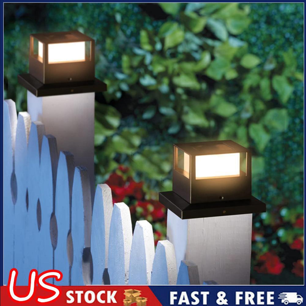 LED Solar Column Light Post Deck Lamp Outdoor Waterproof Villa Garden Decor