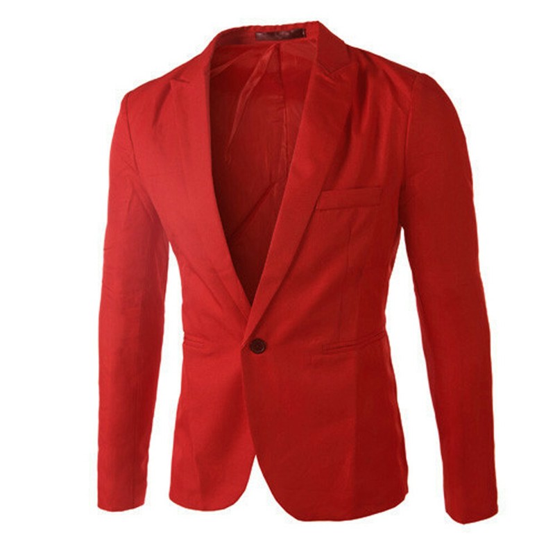 Men Formal Business Work One Button Blazer Jacket Casual Slim Fit Suit Coat Tops