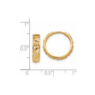 Pre-owned Superdealsforeverything Real 14kt Yellow Gold Greek Key Hinged Hoop Earrings
