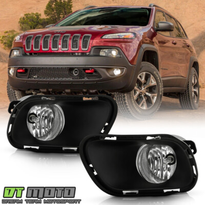For 2014-2018 Jeep Cherokee w/o Trailhawk Bumper Fog Lights Lamps w/ Switch Pair