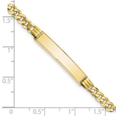 Pre-owned Superdealsforeverything Real 10kt Yellow Gold Flat Curb Link Id Chain Bracelet; 7 Inch; Lobster Clasp