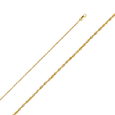 Pre-owned Wellingsale 14k Yellow Gold Solid 1.5mm Solid Rope Chain Necklace
