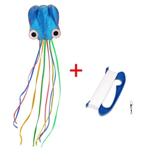 Large Octopus Kite for Kids and Adults Easy to Fly with Handle Hook & Line -Blue