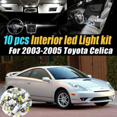 10Pc Super White Car Interior LED Light Bulb Kit for 2003-2005 Toyota Celica