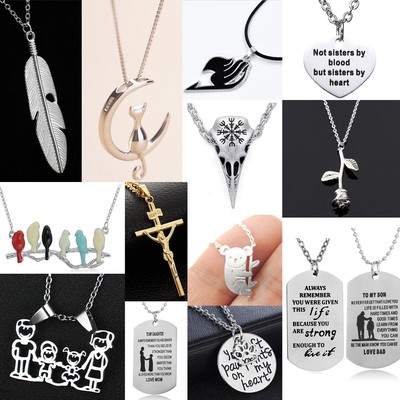 Silver Women Men Necklace Chain Jewelry Pendants Gift For Her Best Friends