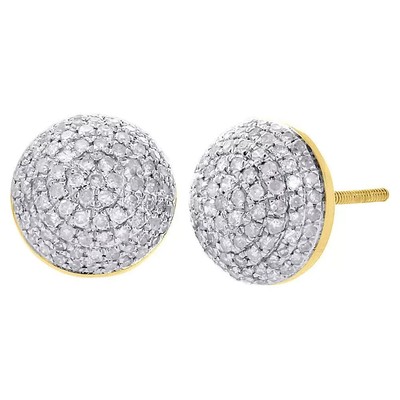 Round Lab-Created Sapphire Diamond Wedding Stud Earrings 14K Yellow Gold Plated!