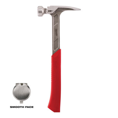 22 oz Smooth Face Framing Hammer Straight Claw Shockshield Handle Durable Grip