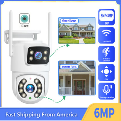 Dual Lens HD 6MP WiFi IP Camera Wireless Outdoor CCTV PTZ Security Camera 