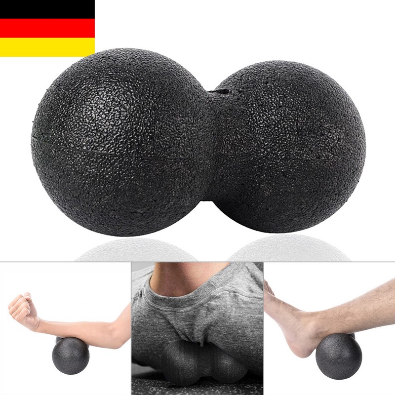 Duoball 8 cm Massageball Doppelball  Fitness Balance Roll Faszien Farbe : Black