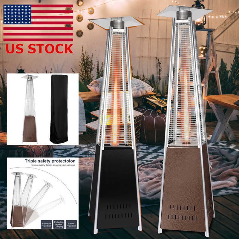 Patio Heater 42,000 BTU Pyramid Flame Outdoor Propane Heater With Black Covers