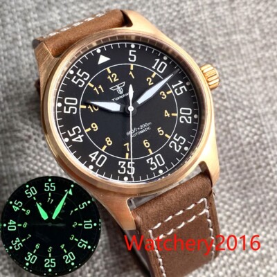 Tandorio 39mm Diving Watch For Men Cusn8 Solid Bronze NH35A 20ATM Luminous Retro