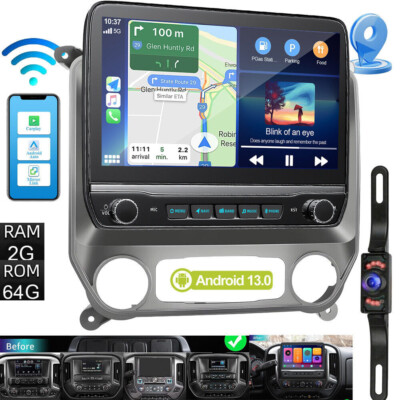 Android 13 GPS Carplay Stereo Radio For 2014-2018 Chevrolet Silverado GMC Sierra