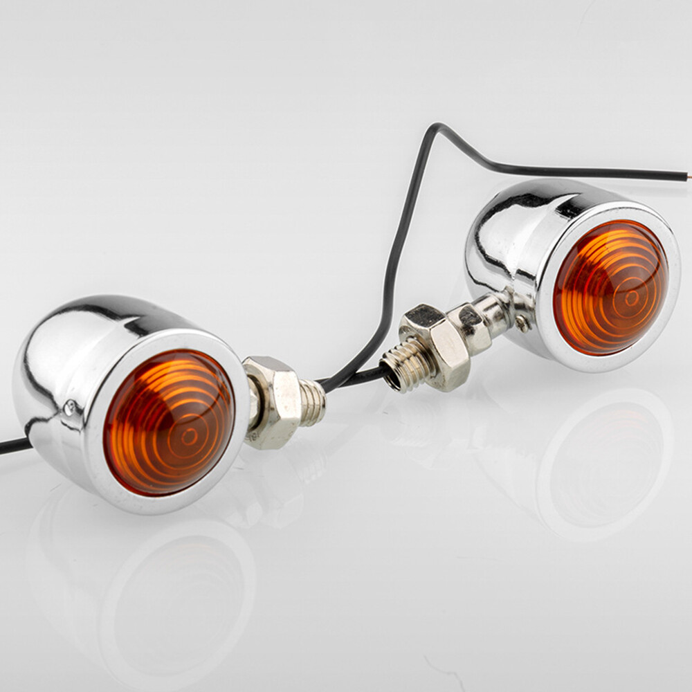4x Chrome Motorcycle Turn Signals Bullet Blinker Indicator Light Amber Lamps 12V