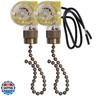 Akahttbn Ceiling Fan Light Switch Zing Ear ZE-109 Two-Wire With Pull Cords for Fans, Lamps and Wall Lights - Pull Chain Control Replacement On-Off, 2 Pcs Bronze