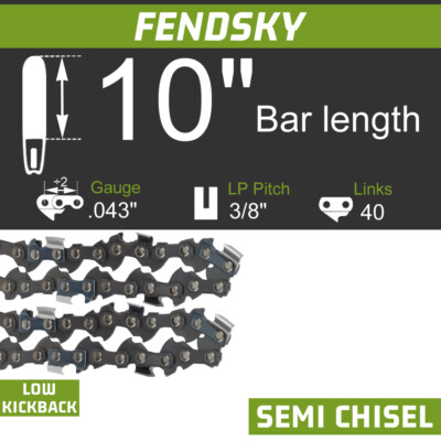 10'' Chainsaw Saw Chain For Ryobi 3/8'' LP .043 Gauge 40 DL LCS1020 9040 R40 USA