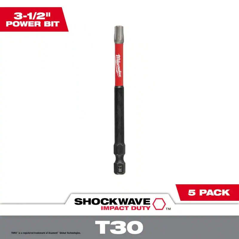 SHOCKWAVE Impact Duty 3-1/2 in. T30 Torx Alloy Steel Screw Driver Bit 5-Pack New