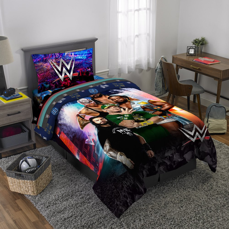 WWE Bed in a Bag Twin Size 4-Pieces Bedding Set Comforter and Sheets Kids Gift