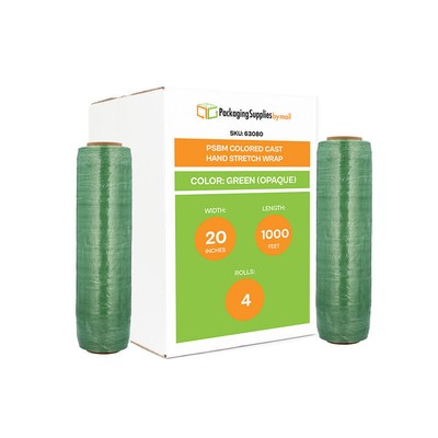 4 Rolls - Green Hand Stretch Wrap - 20'' x 1000' - Mover's Stretch Film