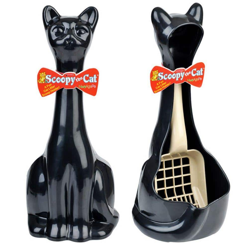 New Age Pet Scoopy Cat Litter Scoop/Holder Black Plastic House Construction