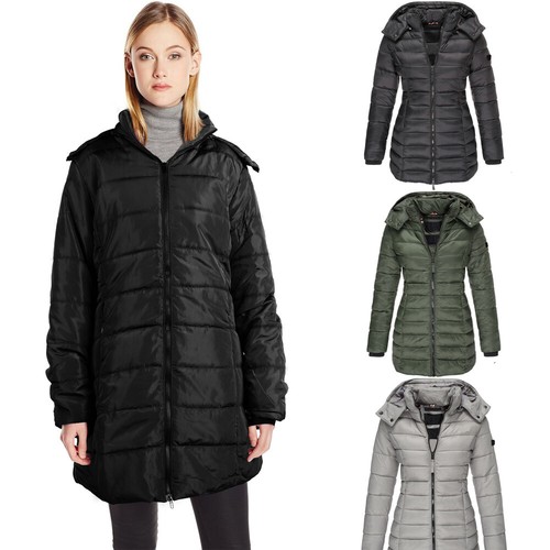 Women's Lightweight Down Puffer Coat Hooded Mid-Length