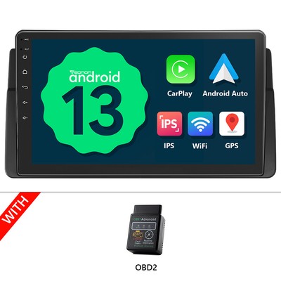 OBD+IPS 9'' Android 13 Head Unit Car Play Stereo GPS Nav RDS Radio for BMW E46 M3