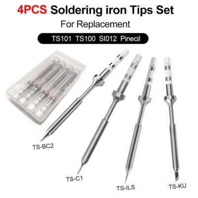 4PCS Soldering Iron Tips Replacement Models for Pine64 Pinecil TS100 TS101 TS-BC