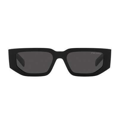 Pre-owned Prada Pr 09zs 1ab5s0 Black Plastic Rectangle Sunglasses Grey Lens In Gray