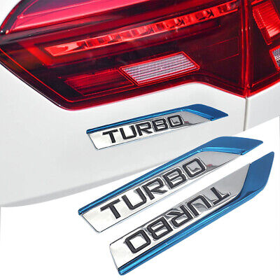 1air Car Door Fender Blue Metal Turbo Emblem Chrome Side Wing Badge Sport Logo