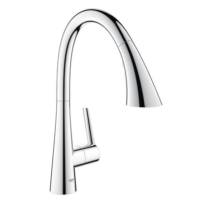Pull Out Sprayer Kitchen Faucet Swivel Single Handle Chrome Metal Residential