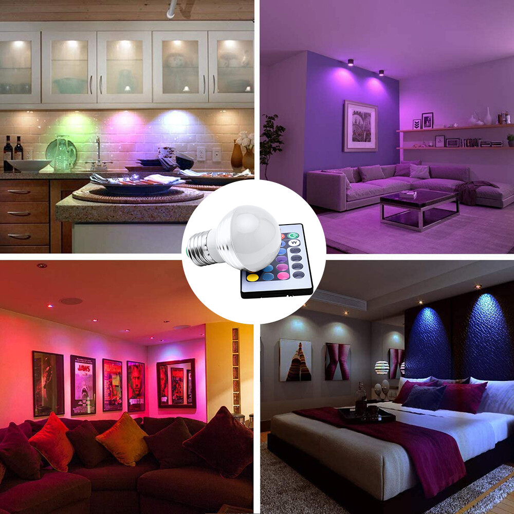 1-10 Pack LED RGB Bulb Lamp E14 E27 B22 GU10 MR16 3W RGB LED Spot Bulbs Light