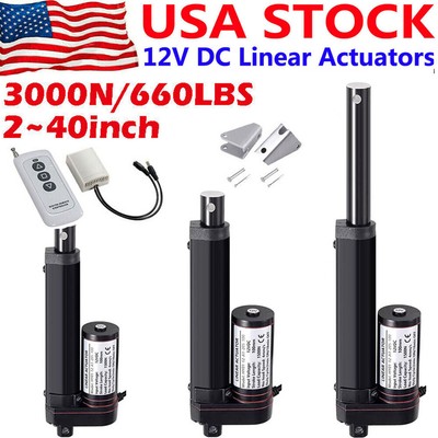 12V Linear Actuator Heavy Duty Long Stroke 2''~40'' 660lbs 1000mm IP65 Waterproof 