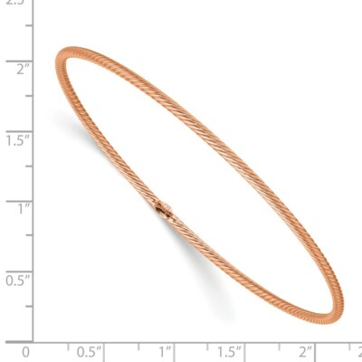 Pre-owned Superdealsforeverything Real 14kt Rose Gold Polished Textured Slip-on Bangle In Pink