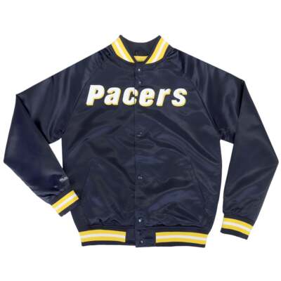 

Легкая атласная куртка Mitchell - Ness мужская синяя повседневная спортивная верхняя одежда STJ, Синий, Mitchell - Ness Lightweight Satin Jacket