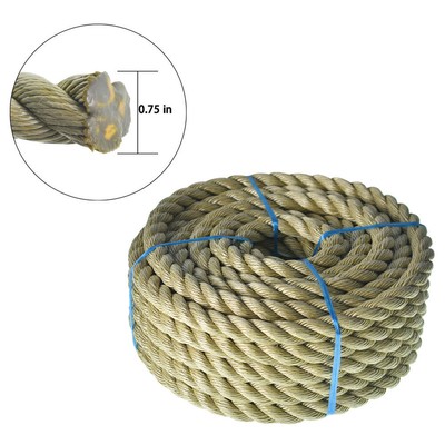 Manila Rope PP 50/100FT 3 Strand Twisted Rope Arborist Bull Rope Climbing Rope