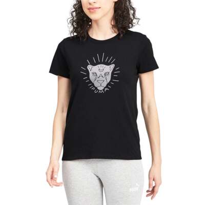 

Puma XRay Graphic Crew Neck Футболка с коротким рукавом Женские черные повседневные топы 589773, Черный