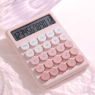 Desktop Calculator 12Digit Large LCD Display Big Round Button Cute Gradient W4K5