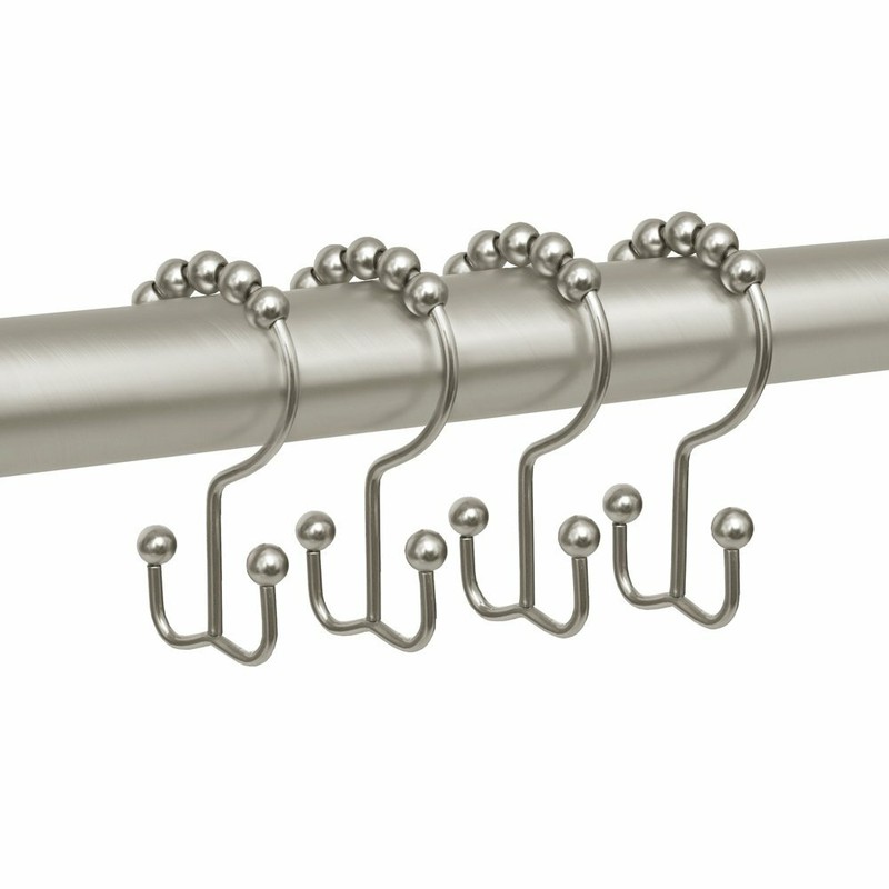 Metal Double Roller Glide Shower Curtain Ring/Hooks, Brushed