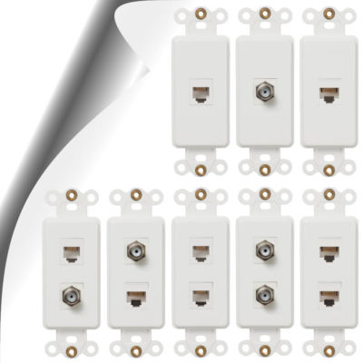 Phone Jack, Cable, Data Rocker Insert White Connection Devices Combination Jacks