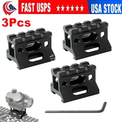 3Pcs 1'' High Profile Riser Mount Slim Picatinny Weaver Rail Riser Mount 3 Slots