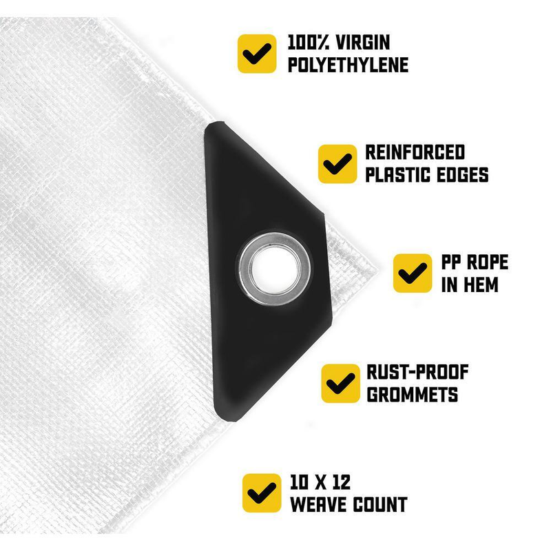 6 Ft. X 8 Ft. White 5 Mil Heavy Duty Polyethylene Tarp, Waterproof, UV Resistant