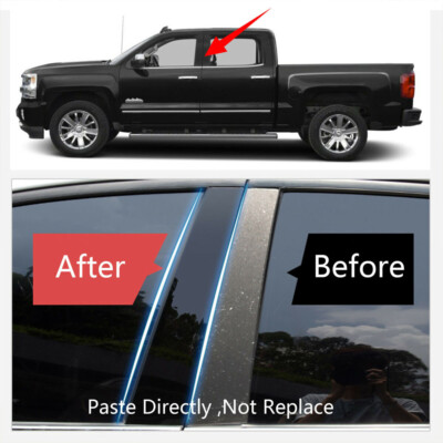 For 2014-2018 Chevy Silverado GMC Sierra Pillar Post Door Trim Cover Black 4pcs