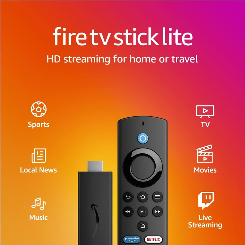 Fire TV Stick Lite, Free and Live TV, Alexa Voice Remote Lite, Smart Home Contro