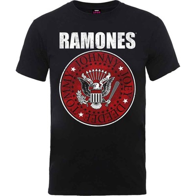Ramones Red Fill Seal T-Shirt Black New