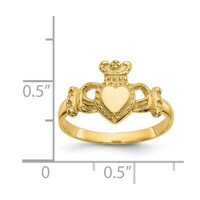 Pre-owned Superdealsforeverything Real 14kt Yellow Gold Polished Ladies Claddagh Ring S:6