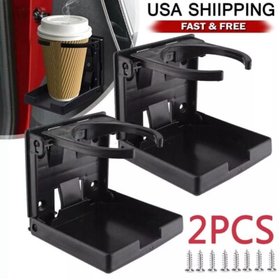 2PCS Universal Adjustable Car Van Folding Cup Holder Drink Holders Vehicle Boat