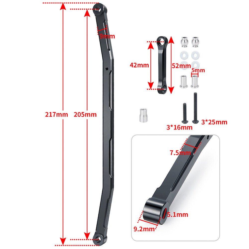 CNC RC Steering Tie Rods Parts for 1/8 LOSI LMT 4S King Sling 4WD Digger Monster
