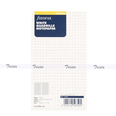 New Filofax Personal Organiser Diary White Quadrille Notepaper Paper - 132905
